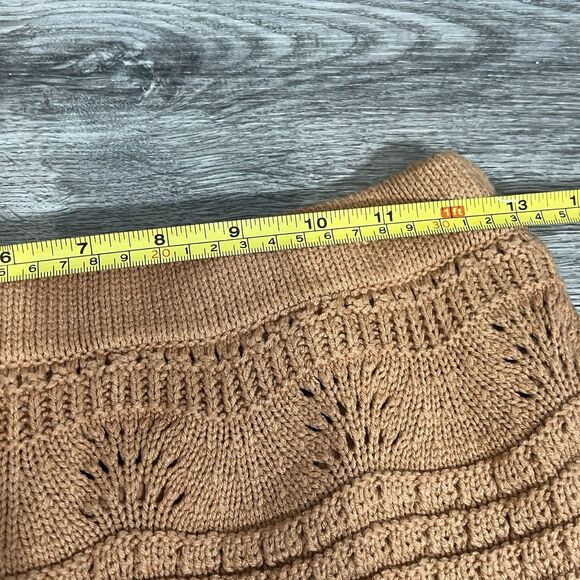 House of Harlow Skirt Brown caramel Knit Crochet Fringe Stretch Boho NWT small - Picture 6 of 7